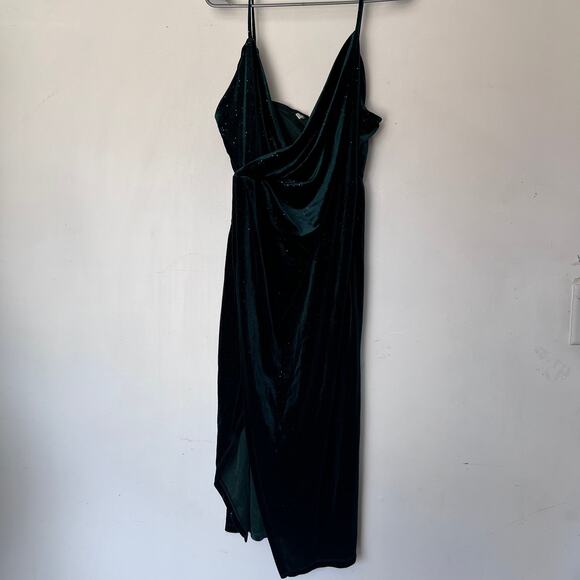 Missufeintl Dress Womens XL Green Sleeveless Glitter Holiday - Picture 2 of 8